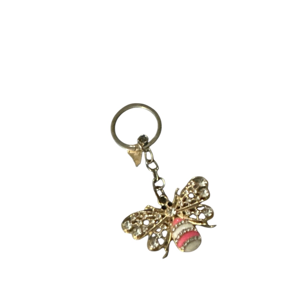 Gold And Pink Butterfly Keychain